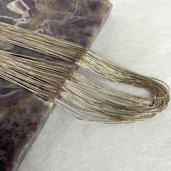 VTG Sterling Silver 925 Beaded Liquid Silver Multi Strand Layered Necklace 20.5" - Picture 8 of 16